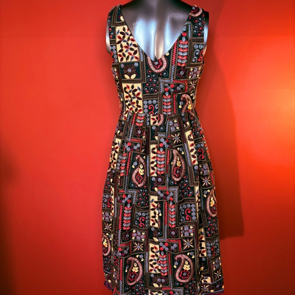 Eva Franco Anthropologie Charlotte Embroidered Fit & Flare Dress - Picture 7 of 12
